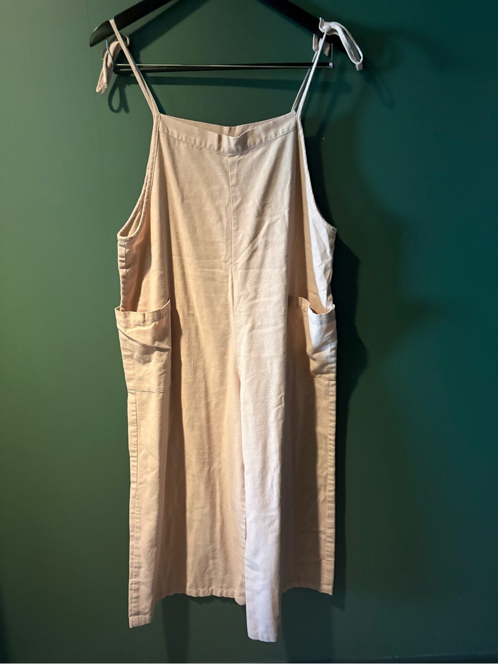 Favlux Cream Linen Blend Pinafore Apron Dress Size S Cottagecore